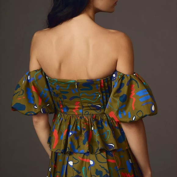 NWT Anthropologie Hunter Bell Rhea Tank Top Blouse Off Shoulder Ribbon Size 0 2 - Picture 2 of 16